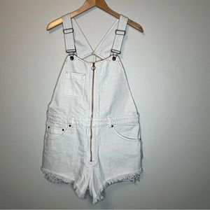 Free People Women's Shorts Overalls Shortall Off White Size 12 NWT Retail $108
